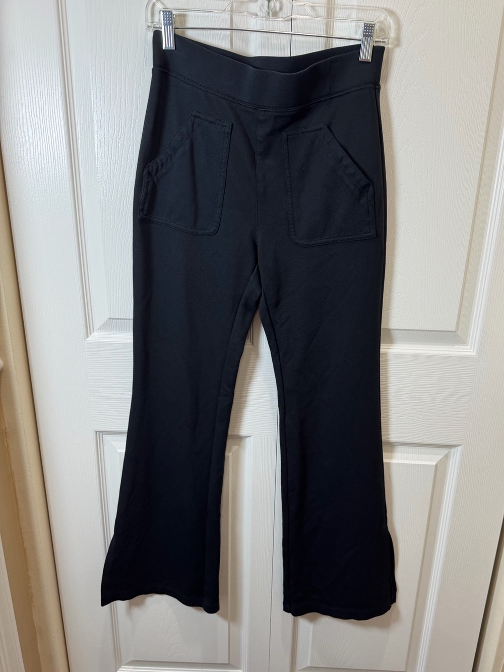 Maeve by Anthropologie Ponte Black Flare Leg Side Slit Pants Small